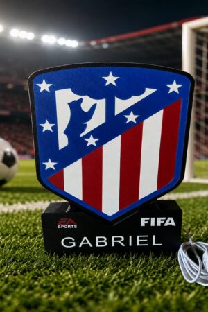 IMPRESION 3D LAMPARA ATLETICO DEL MADRID PERSONALIZADA